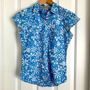 Ex-officio blue and white Hawaiian shirt (XS)